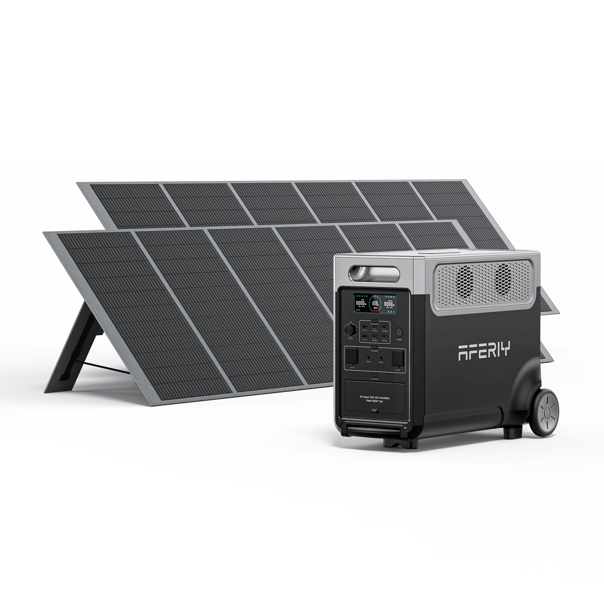 3600W powerstation met twee 400W zonnepanelen combinatie