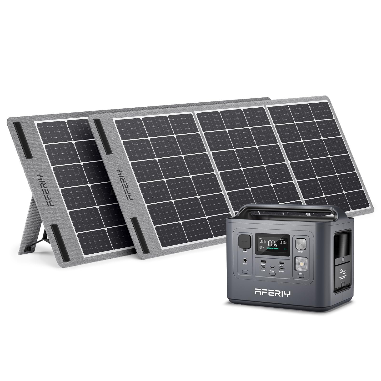 800W powerstation met twee 100W zonnepanelen combinatie