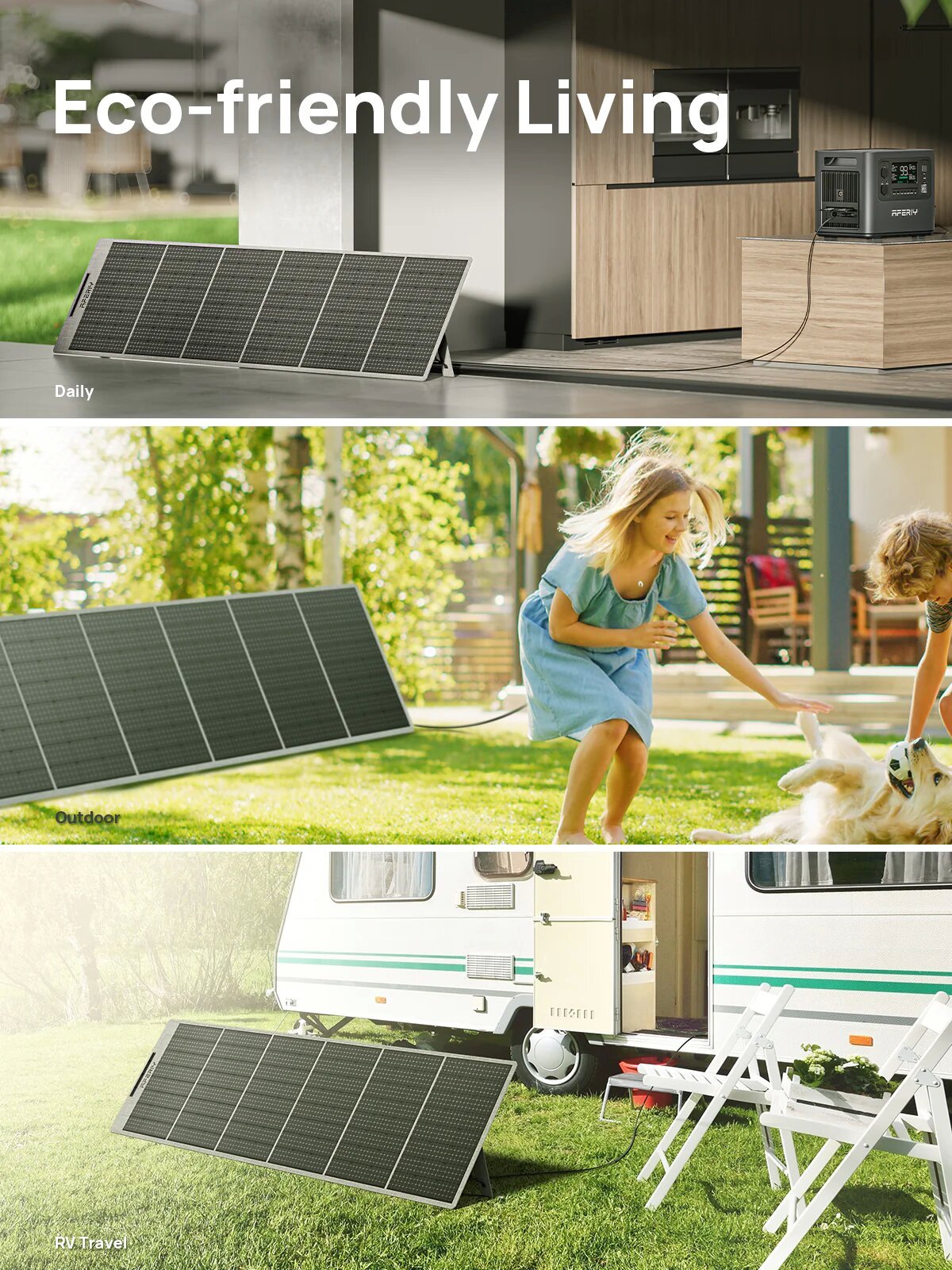 Aferiy 400W zonnepaneel met powerstation bij woning